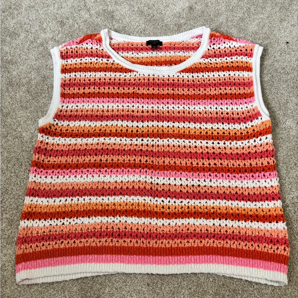 Talbots Petite in Striped Sleeveless Knit Top